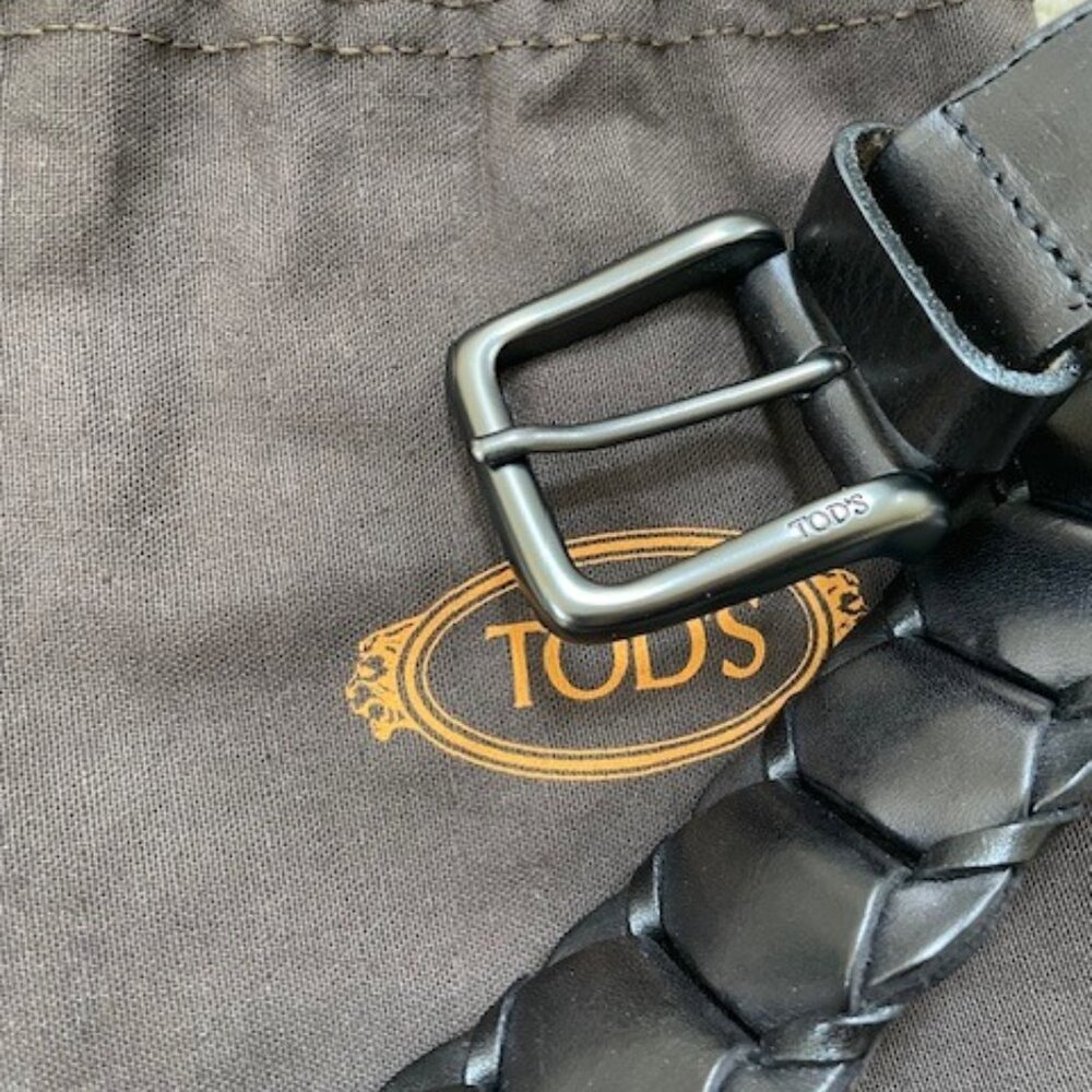 Tod’s braided leather belt. Black color. US Size 33.5
